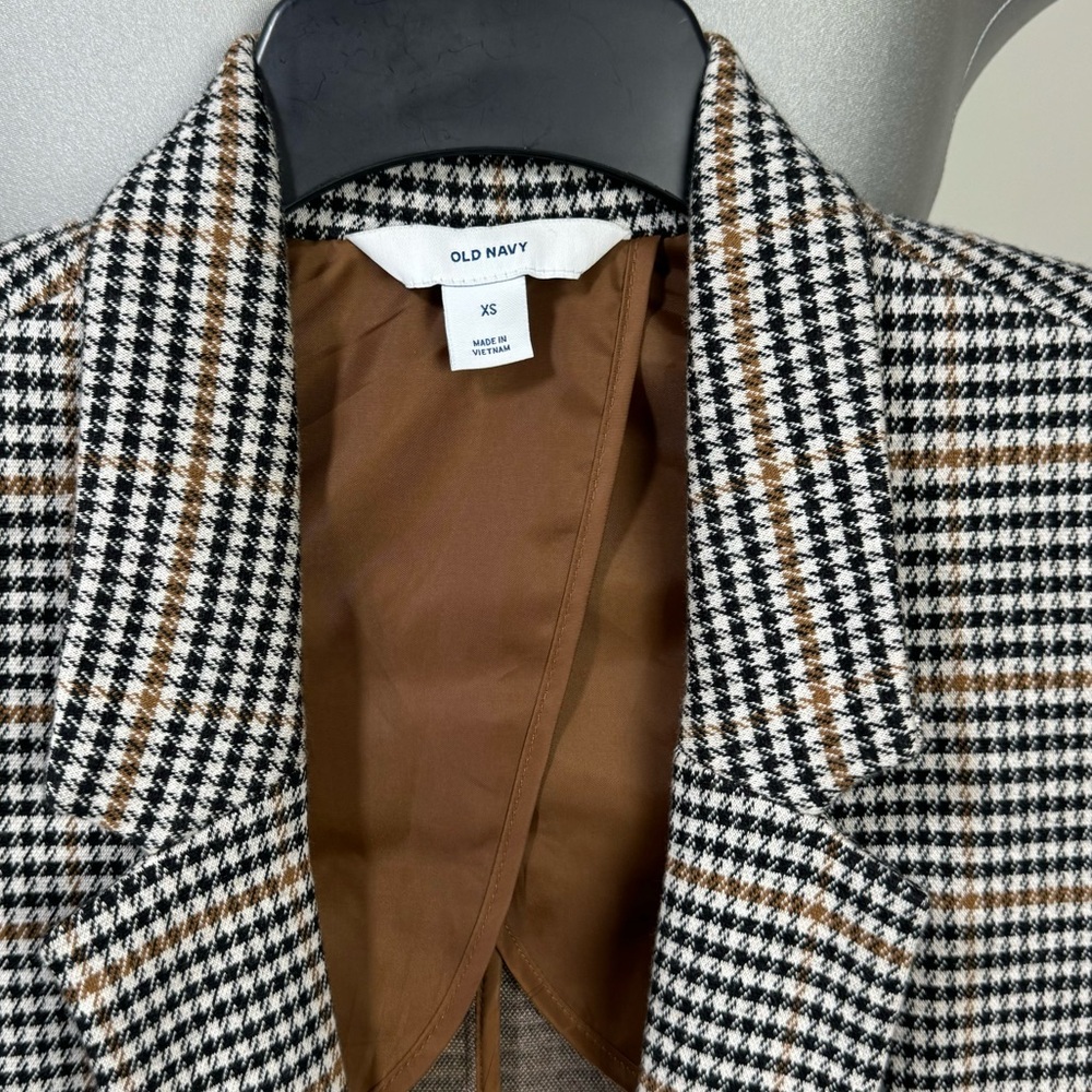 Old Navy Oversized Patterned Blazer Houndstooth Plaid Size XS Extra Small - Picture 6 of 9